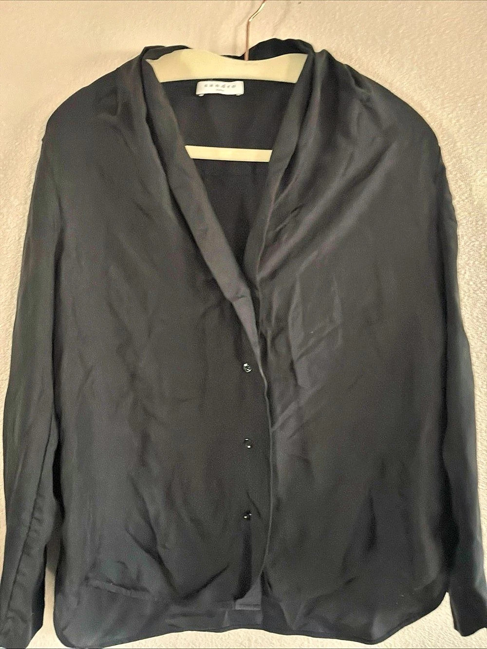 Sandro Black Long Sleeve Blouse